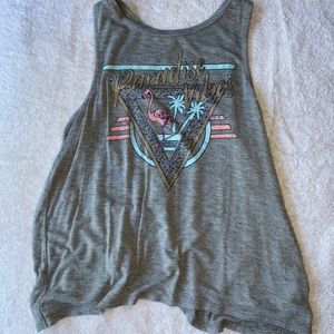 Grey ‘Paradise Vibes’ girls tank top